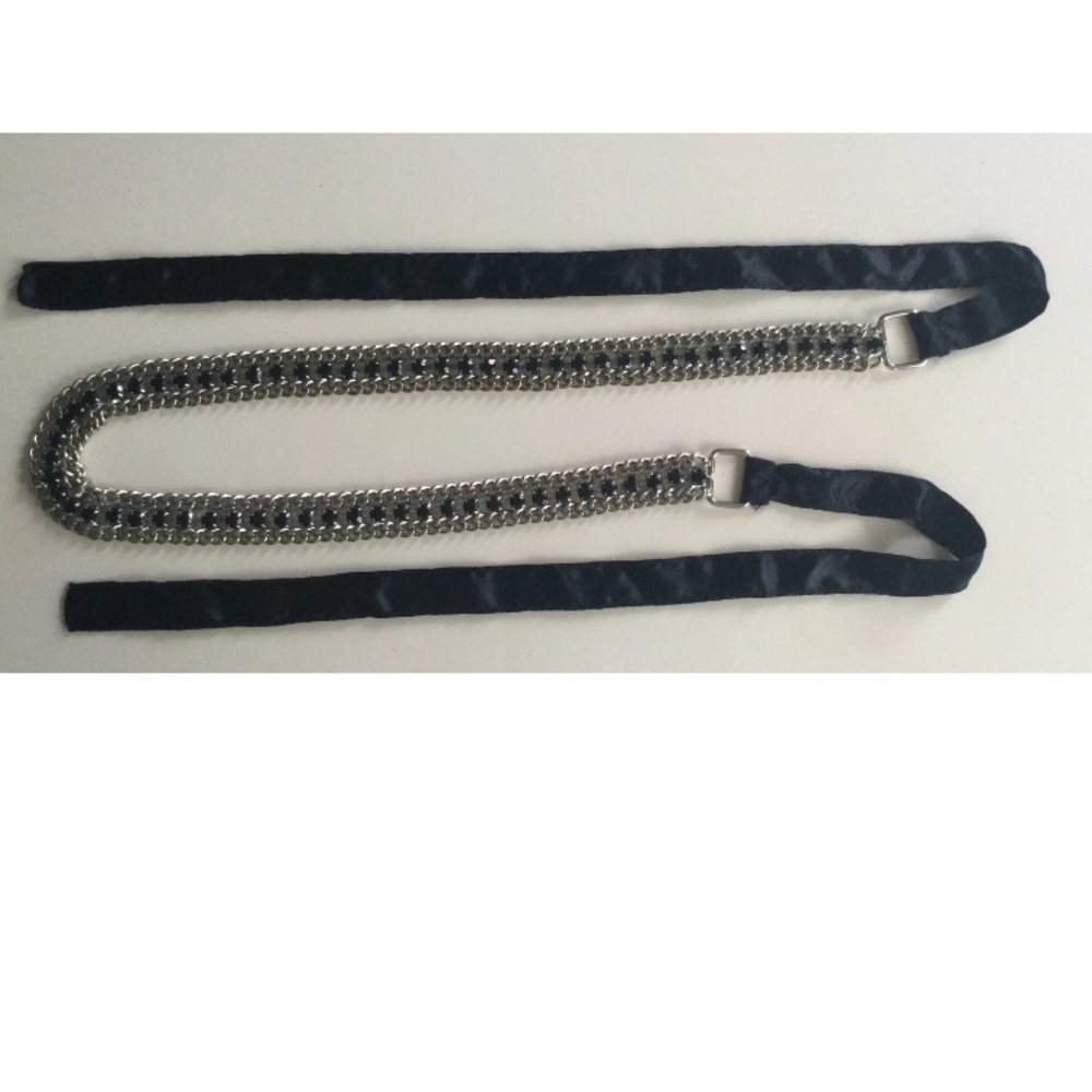 Phinestone Jeweled Embellished Bling Silver Black Belt